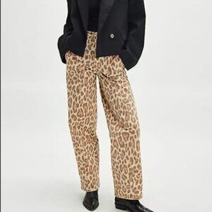 Free People We The Free Jordy Leopard High-Rise Straight Pants S